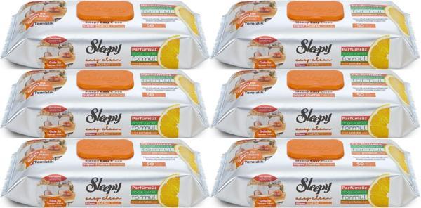 Sleepy Easy Clean Yüzey Temizlik Mutfak Havlusu -Mendili  50 Yaprak Portakal Yağlı (6Lı Set) 300Yprk - Image 1