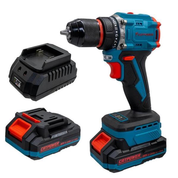 CATPOWER E1010 KÖMÜRSÜZ AKÜLÜ VİDALAMA MATKAP Li-ion (SET) 10 MM 20V 2.0 Ah - Image 1