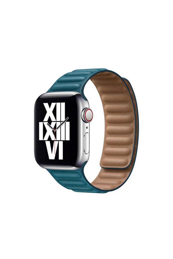 Cepmarketin Watch 44Mm Uyumlu Krd-34 Deri Zore Kordon Petrol Mavi - Image 1