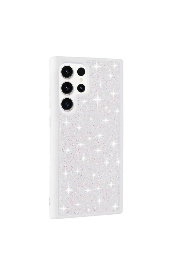 Zore Galaxy S23 Ultra Uyumlu Parlak Taşlı Tasarım Pırlanta Csm Zore Kılıf-Beyaz - Image 1