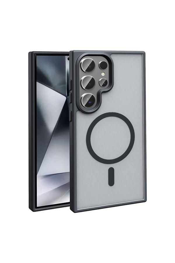 Zore Galaxy S23 Ultra Kılıf Magsafe Şarj Özellikli Mat Arka Yüzey Sio Kapak-Siyah - Image 1