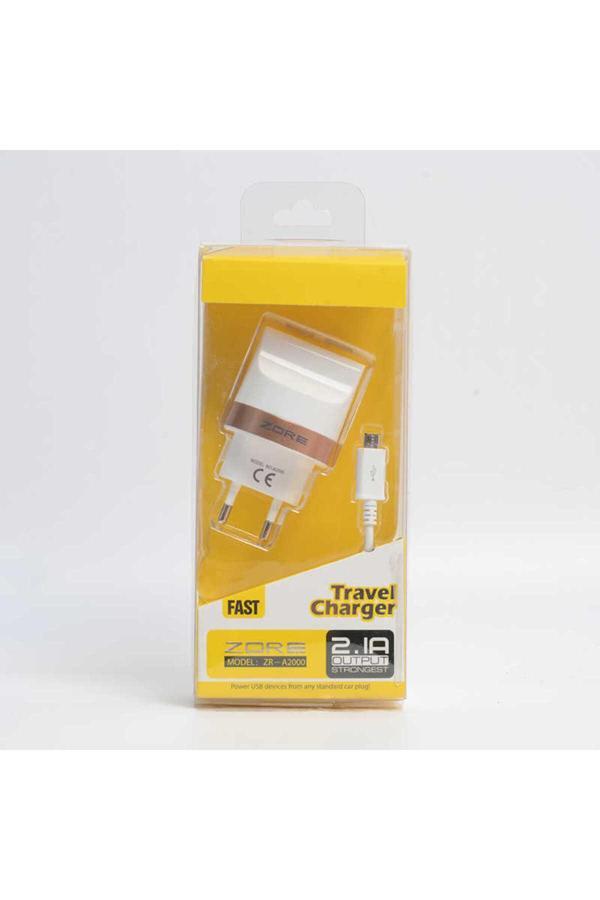 Zore Fzd Tiger 2000 Mah 2 İn 1 Micro Ev Şarj Seti - Beyaz - Image 1