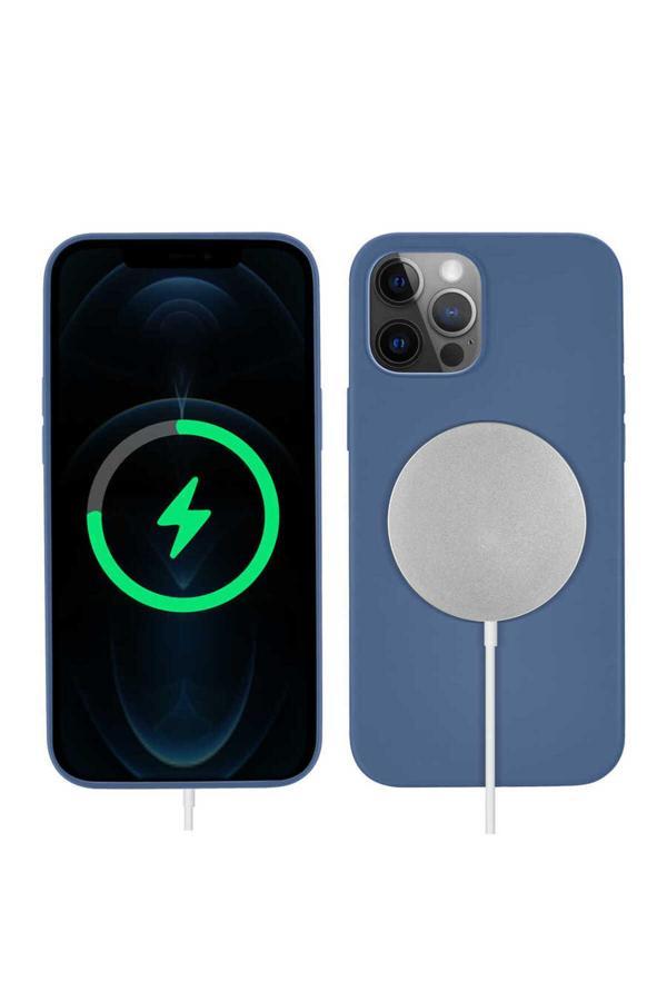 Zore İphone 12 Pro Max Uyumlu Zore Silksafe Wireless Kılıf-Mavi - Image 1