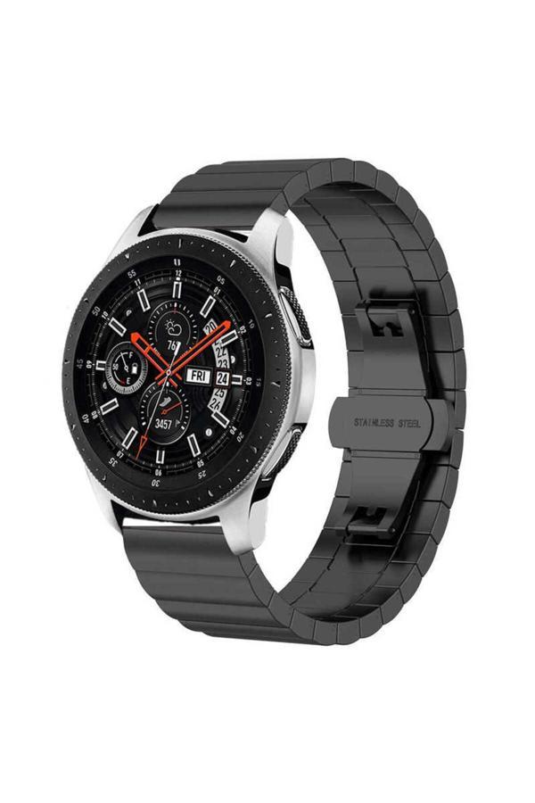 Kılıftech Galaxy Watch 46Mm (22Mm) Uyumlu Krd-16 Metal Zore Kordon-Siyah - Image 1