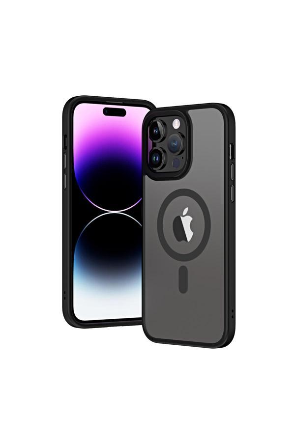 Zore İphone 13 Pro Max Uyumlu Wireless Şarj Özellikli Zore Hibrit Magsafe Kılıf-Siyah - Image 1