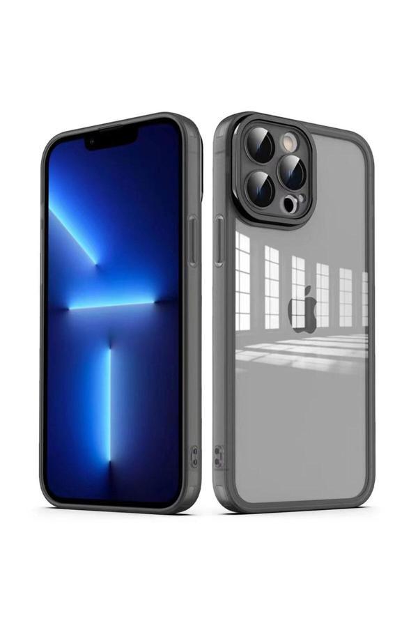 Zore İphone 13 Pro Max Uyumlu Kamera Korumalı Transparan Post Kılıf-Siyah - Image 1