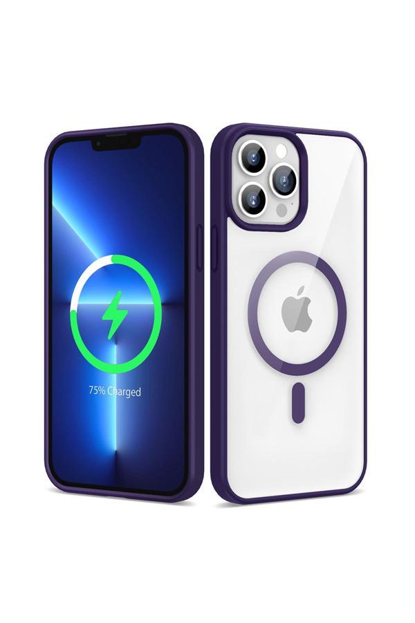 Zore İphone 13 Pro Max Uyumlu Magsafe Wireless Şarj Özellikli Silikon Ege Kılıf-Derin Mor - Image 1