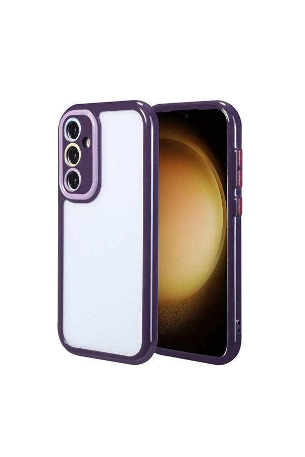 Zore Galaxy S23 Fe Kılıf Kamera Korumalı Renkli Kenar Ve Çerçeve Tasarımlı Vitamin Kapak-Derin Mor - Image 1
