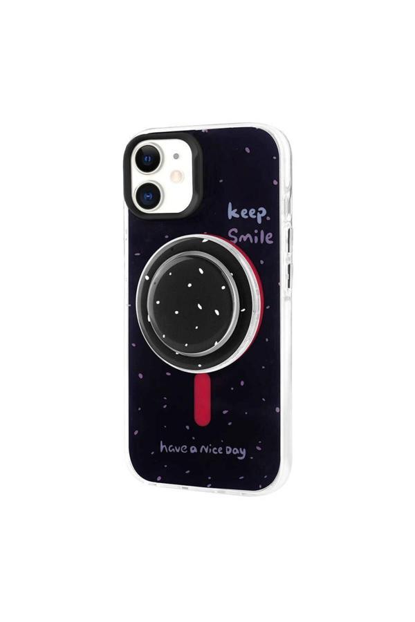 Zore İphone 11 Magsafe Şarj Özellikli Tak-Çıkar Pop Soketli Tiktok Kılıf-Siyah - Image 1