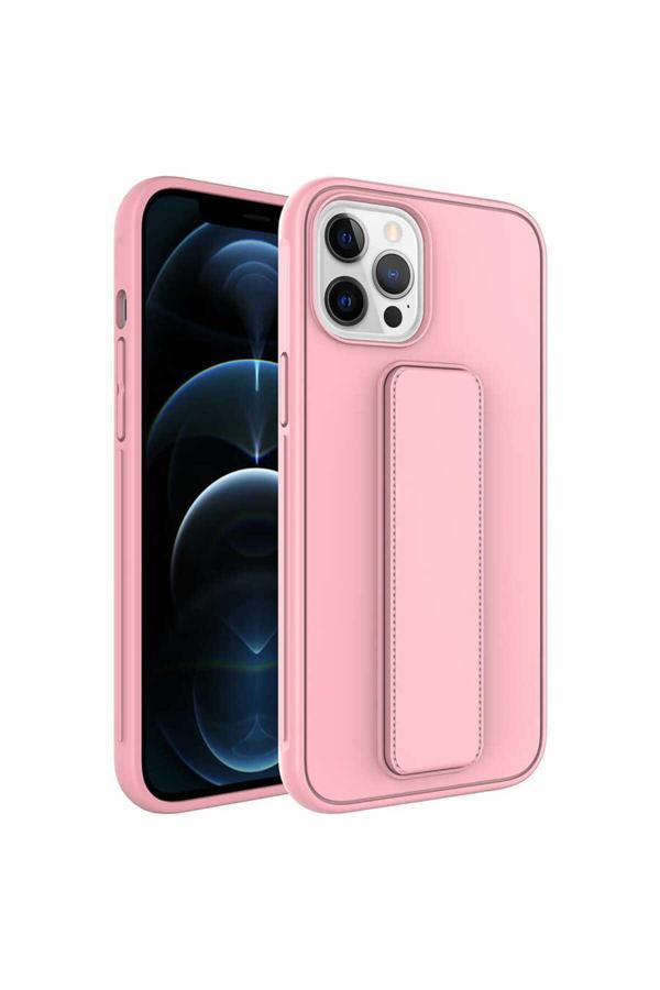 Yucca Tech İphone 12 Pro Max Uyumlu Zore Qstand Kılıf-Pembe - Image 1
