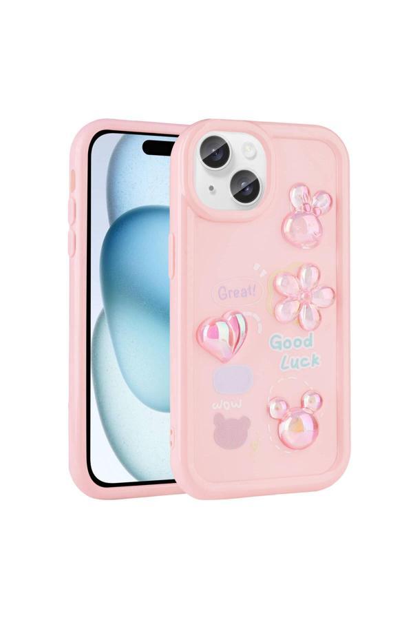 Zen Aksesuar İphone 15 Uyumlu Kabartma Figürlü Parlak Zore Toys Silikon Kılıf-Pembe - Image 1