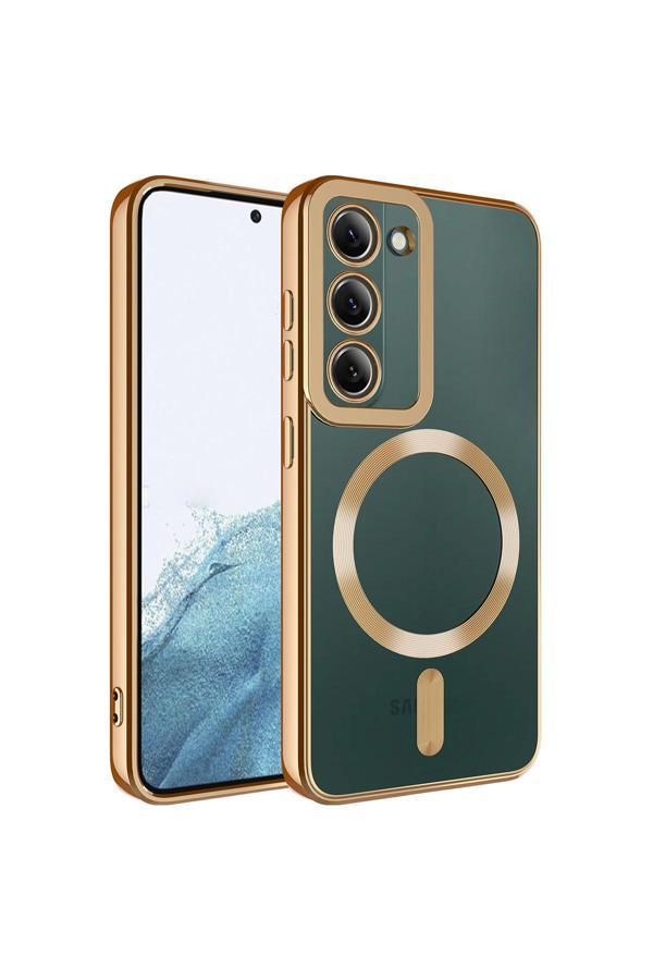 Zore Galaxy S23 Uyumlu Magsafe Wireless Şarj Özellikli Zore Setro Silikon-Gold - Image 1