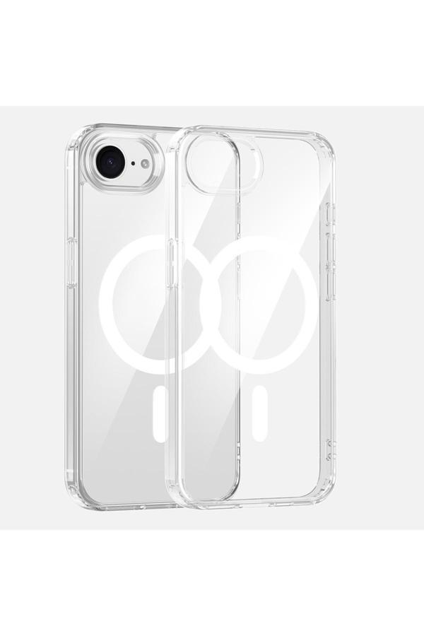 Ardemix İphone 16E Kılıf Magsafe Şarj Özellikli Şeffaf Sert Pc Zore Embos Kapak - Şeffaf - Image 1