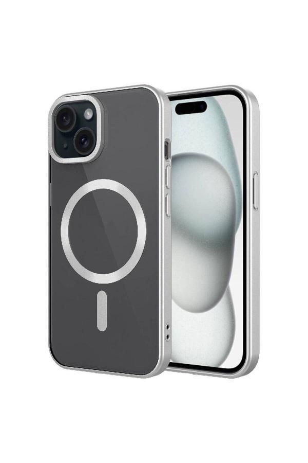 Zore İphone 15 Uyumlu Mat Tasarımlı Magsafe Wireless Şarj Özellikli Mat Setro Kılıf-Titanyum - Image 1