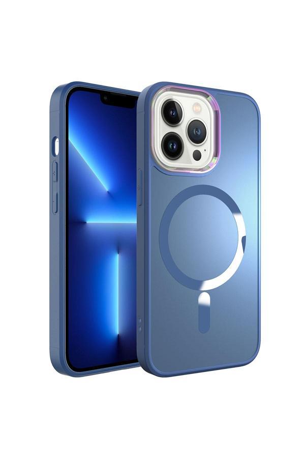 Fly Gifts İphone 12 Pro Max Uyumlu Magsafe Wireless Şarj Özellikli Zore Stil Kılıf-Sierra Mavi - Image 1