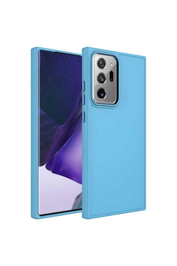 Resveq Galaxy Note 20 Ultra Uyumlu Metal Çerçeve Ve Buton Tasarımlı Silikon Zore Luna Kılıf-Sierra - Image 1