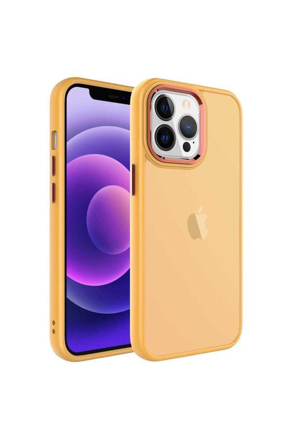 Zore İphone 13 Pro Max Uyumlu Buzlu Sert Pc Zore May Kılıf-Turuncu - Image 1