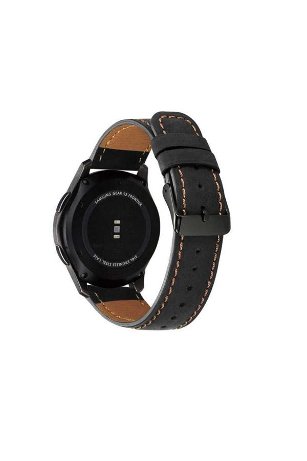 Szr Store Galaxy Watch 46Mm 22Mm Uyumlu Krd-29 Deri Zore Kordon-Siyah - Image 1
