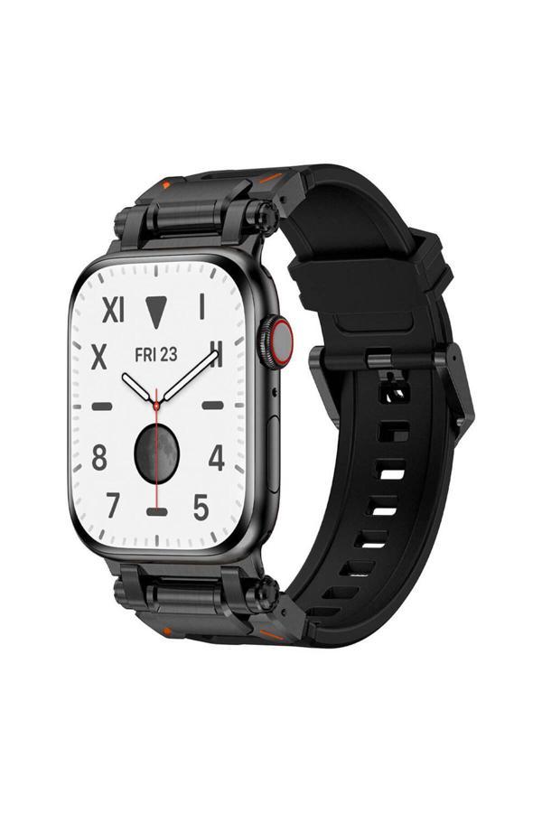 Szr Store Watch 44Mm Clo Krd-101 Titanyum Metal Başlıklı Silikon Kordon-Siyah - Image 1