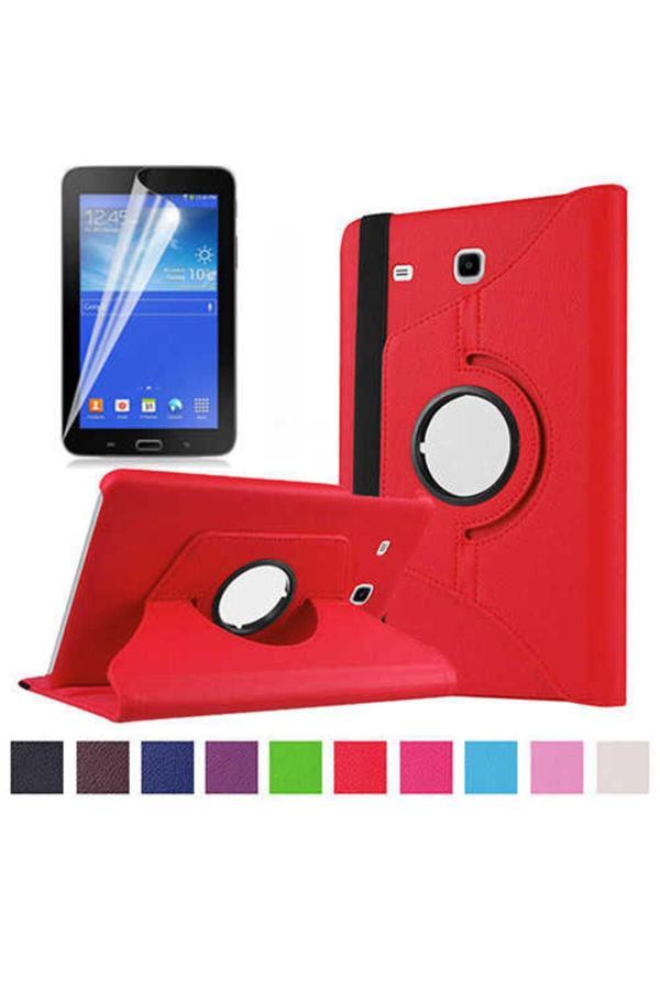 Atlas Galaxy Tab 3 Lite 7.0 T110  Uyumlu Zore Dönebilen Standlı Kılıf-Kırmızı - Image 1