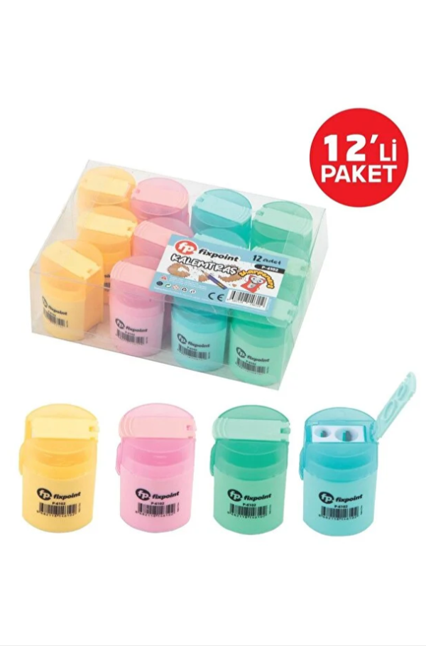2 adet Çift Hazneli Pastel Renk Kalemtraş P-6102 - Image 1