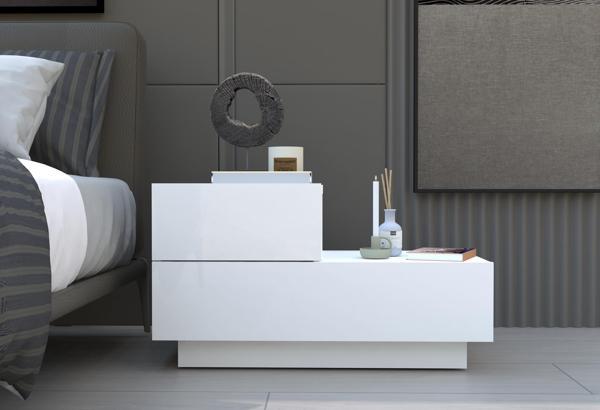 Kayra KMD002 LED Işıklı Komodin – 2 Çekmeceli Modern Tasarım - Image 1