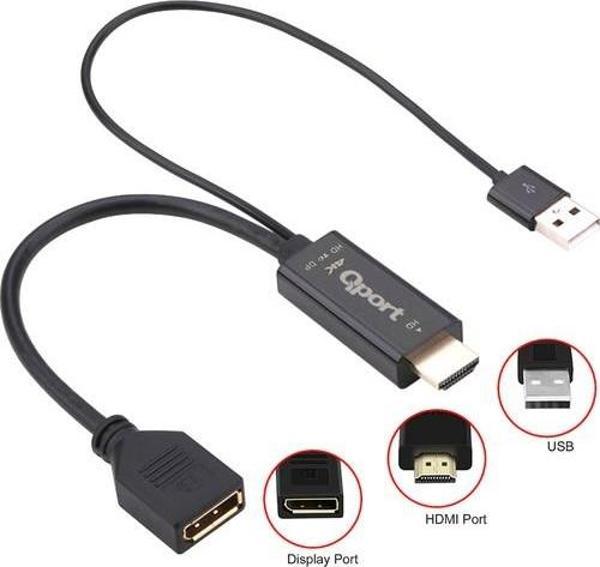 Qport Q-DPX HDMI (M) To Displayport(F) Çevirici - Image 1