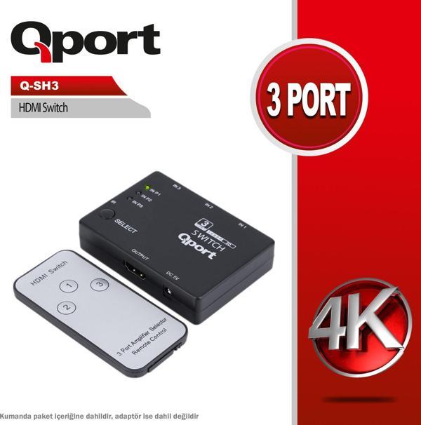 QPort Q-SH3 3 Portlu HDMI Switch - Image 1