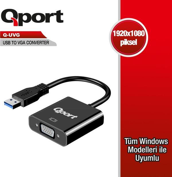 Qport Q-UVG 16cm USB-VGA Çevirici  - Image 1