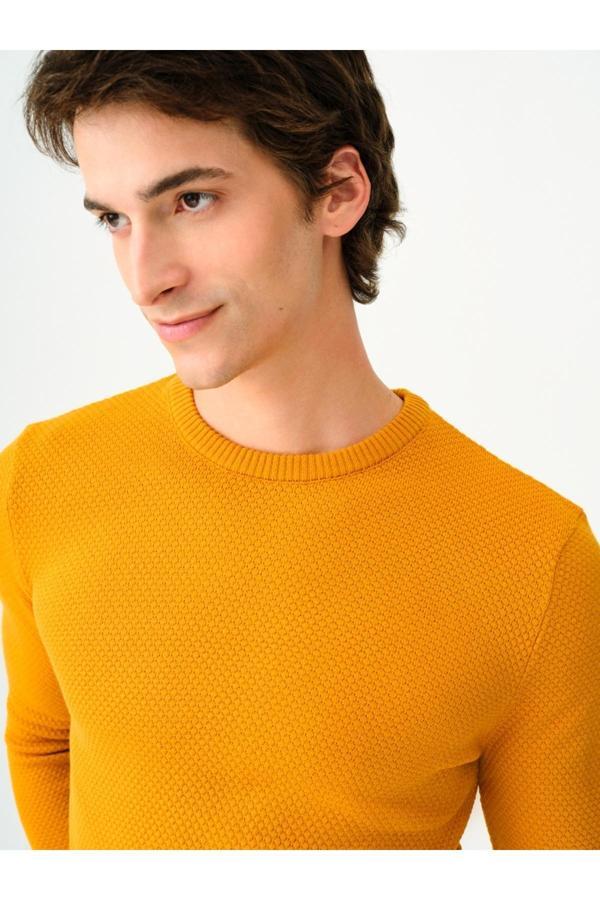 Loft Erkek Kazak Lf2030179 Mustard - Image 1