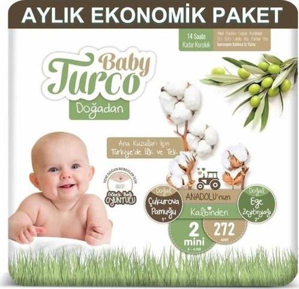 Baby Turco Bebek Bezi Aylık Paket 2 Numara 3-6 kg 272'li - Image 1