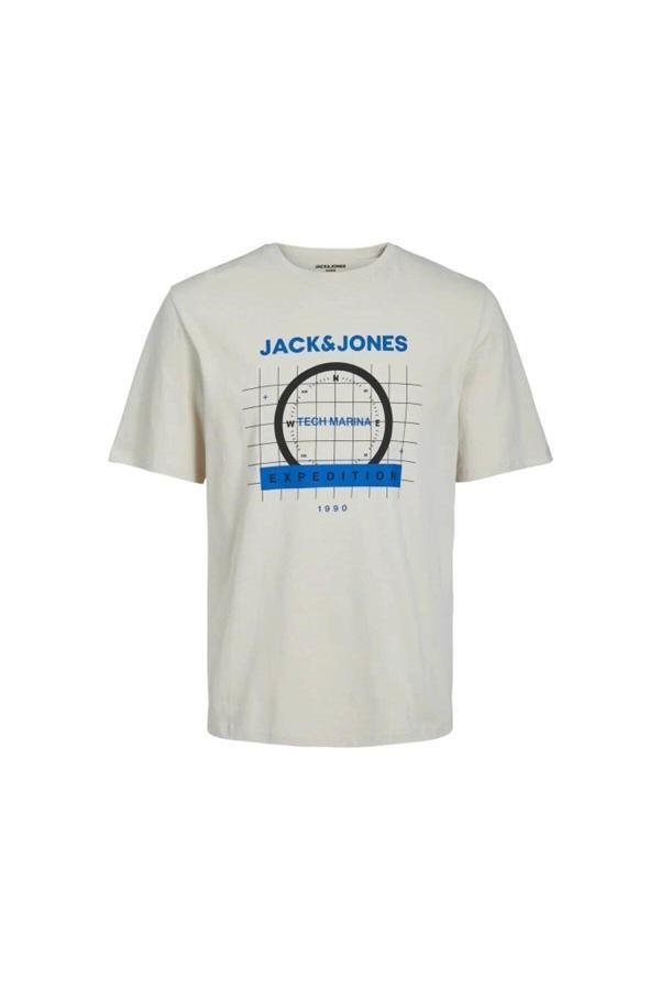 Jack&Jones Erkek T-Shirt Açık Gri 12238838 Jcoocean Tee Crew Neck Fst - Image 1