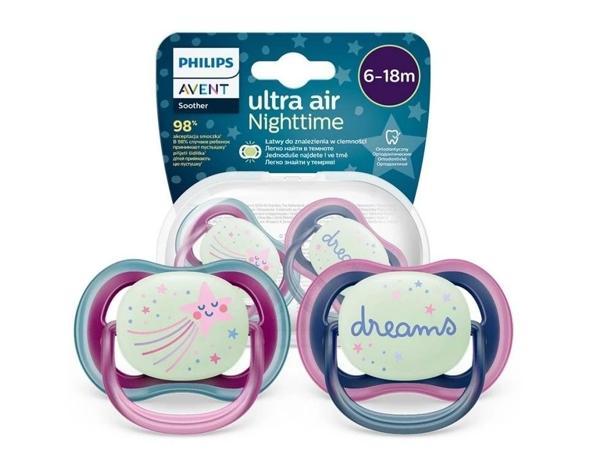 Philips Avent Ultra Air Night Karanlıkta Parlar Gece Emziği 6-18 ay Kız - Image 1