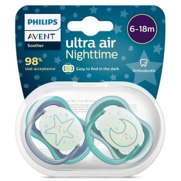 Philips Avent Ultra Air Night Karanlıkta Parlar Gece Emziği 6-18 ay Erkek SCF376/13 - Image 1