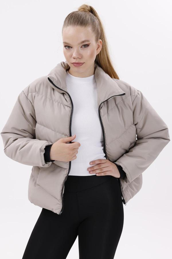 Kadın Dolgulu Puffer Mont - Yüksek Yaka, Suya dayanıklı - Image 1