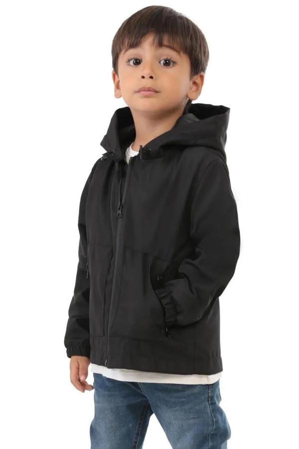 Spor Erkek Çocuk Mürdüm İçi Astarlı Su ve Rüzgar Geçirmez Kapüşonlu Çift Fermuarlı Cepli Yağmurluk - Image 1