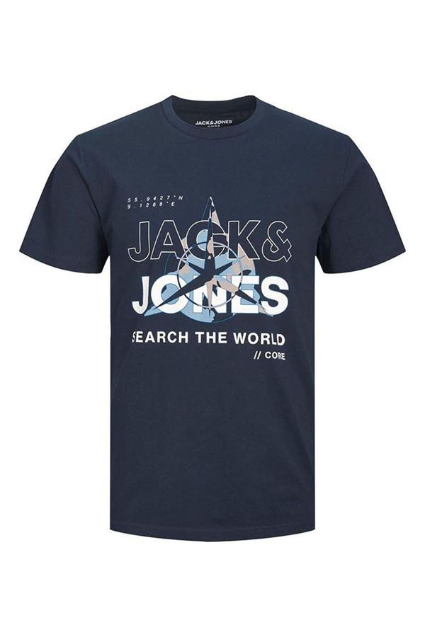 Jack&Jones Erkek Hunt Tee Bisiklet Yaka Baskılı T-Shirt 12228391 Lacivert - Image 1