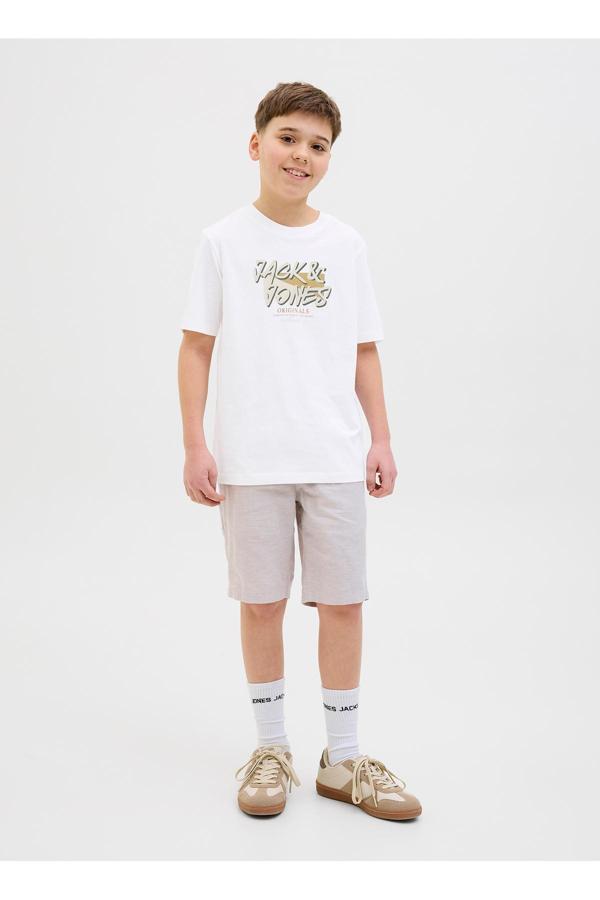 Jack&Jones Baskılı Beyaz Erkek Çocuk T-Shirt 12278350 - Image 1