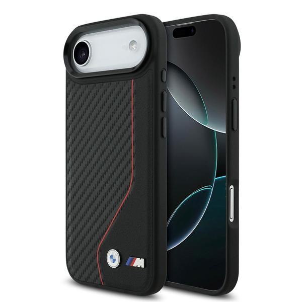 Bmw İphone 17 Air Kılıf Bmw Lisanslı M-Safe Şarj Özellikli Metal Bmw Ve M Logolu Pu Karbon Kırmızı - Image 1