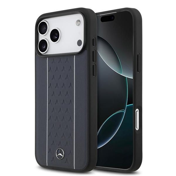 Mercedes Benz İphone 17 Pro Max Kılıf Mercedes Benz Lisanslı M-Safe Şarj Şeritli Yıldız Metal Logolu Deri Lacivert - Image 1