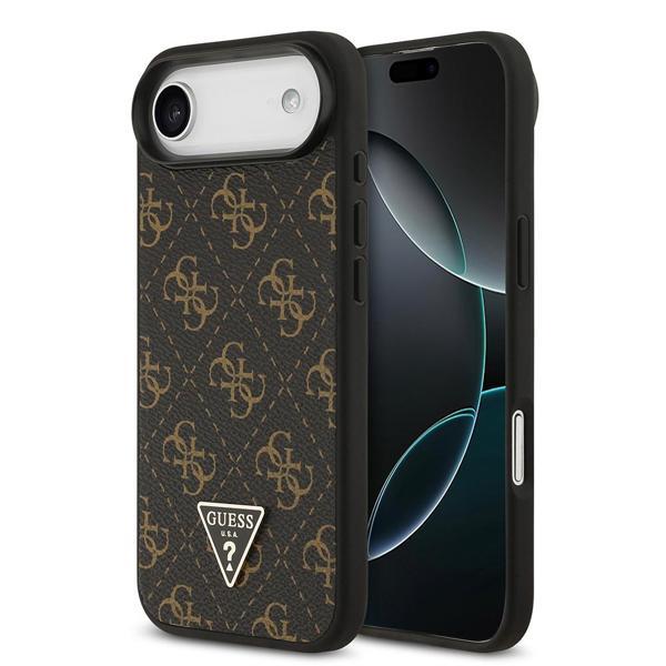Guess İphone 17 Air Uyumlu Kılıf Guess Orjinal Lisanslı Pu Deri 4G Desenli Üçgen Logolu Kapak Siyah - Image 1
