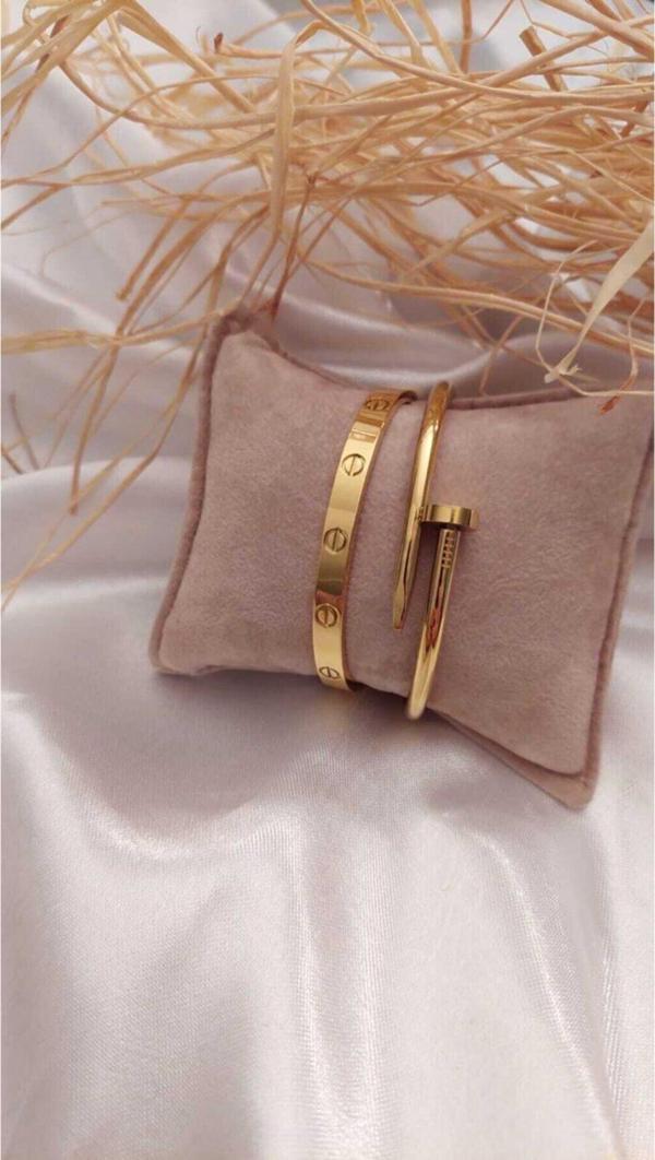 Bers Aksesuar Çivi Ve Cartier Çelik Bileklik Set - Image 1