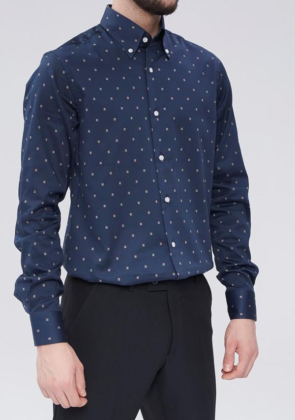 Ofis ve Günlük Kullanım İçin Yaka Düğmeli Pamuklu Erkek Gömlek-KAW4627S - Image 1