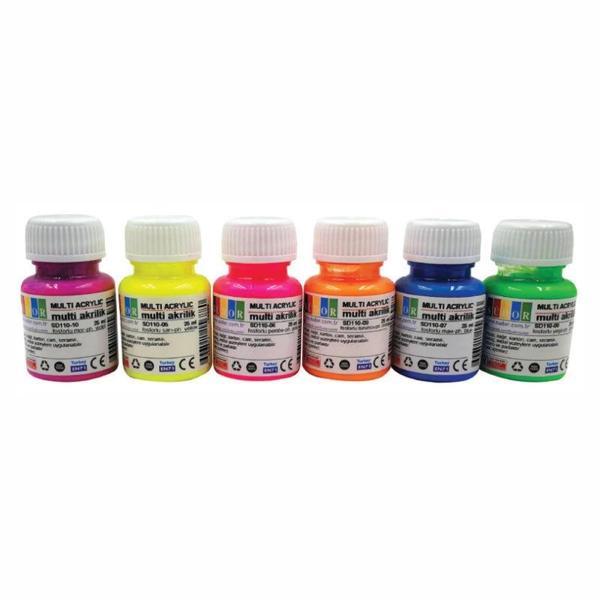 Supertrend Mona Lisa Multi Akrilik Boya Seti 6 Fosforlu Renk x 40 ml. Şişe - Image 1