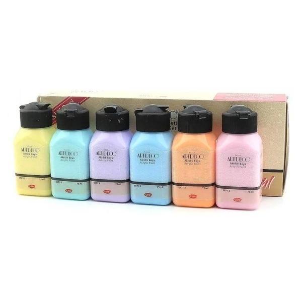 Supertrend Akrilik Boya Seti 6 Renk x 75 ml. Pastel Renkler - Image 1
