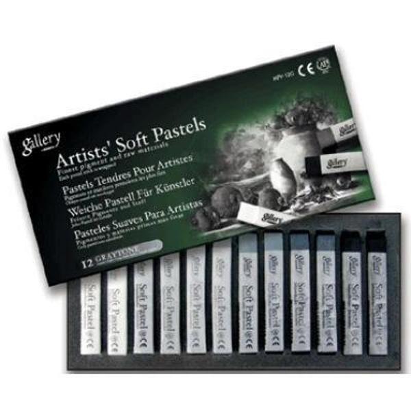 Supertrend Gallery Artists' Soft Toz Pastel Boya Seti Grey Tones 12 Renk Gri Tonlar - Image 1