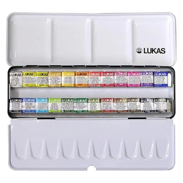 Supertrend Aquarell 1862 Profesyonel Tablet Sulu Boya Seti 24 Renk 1/2 Tablet Metal Kutu - Image 1