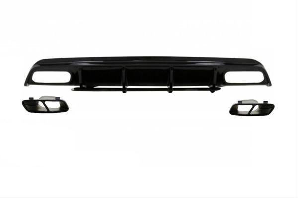 Mercedes W176 16-18 A45 Uyumlu Difüzör & Egzoz Seti (Parlak Siyah) - Siyah Egzoz İle (Amg Paket İçin) - Image 1