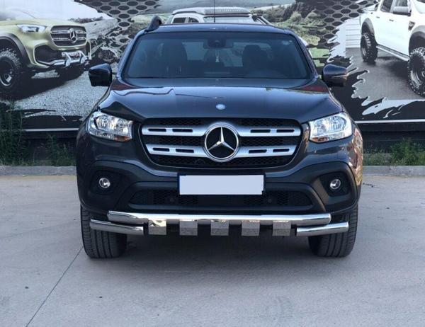 Mercedes X-Class 2017+ Uyumlu Off Road Krom Ön Koruma Ön Tampon Koruma Demiri Krom Glocity AQM4WD - Image 1
