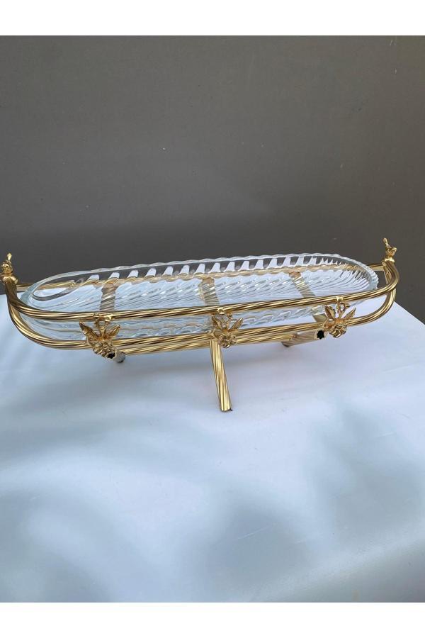 Azade Home Standli Tekli Kahvaltilik Gold - Image 1